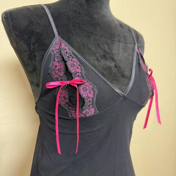Vintage Victorias Secret Shirt Womens Medium Black Lace Cami Top Sexy Y2K - Picture 4 of 13